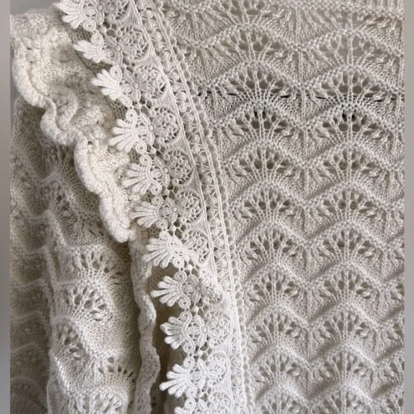 NWT Anthropologie Kachel Simmer Crochet Sweater in Ivory - Picture 7 of 10